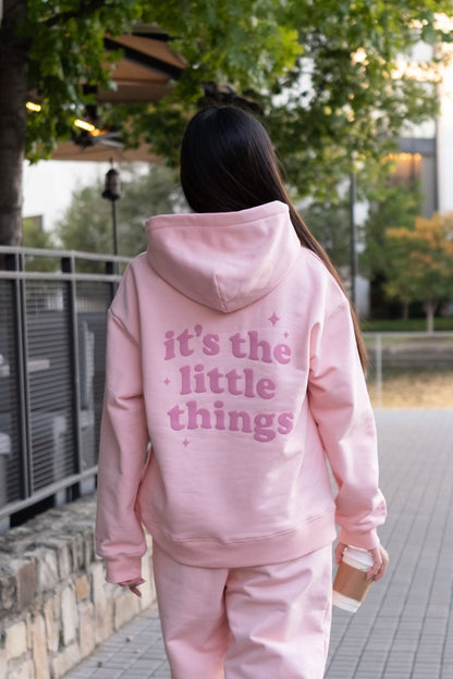 "It's the Little Things" Hoodie in Petal Pink
