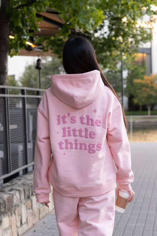 "It's the Little Things" Hoodie in Petal Pink