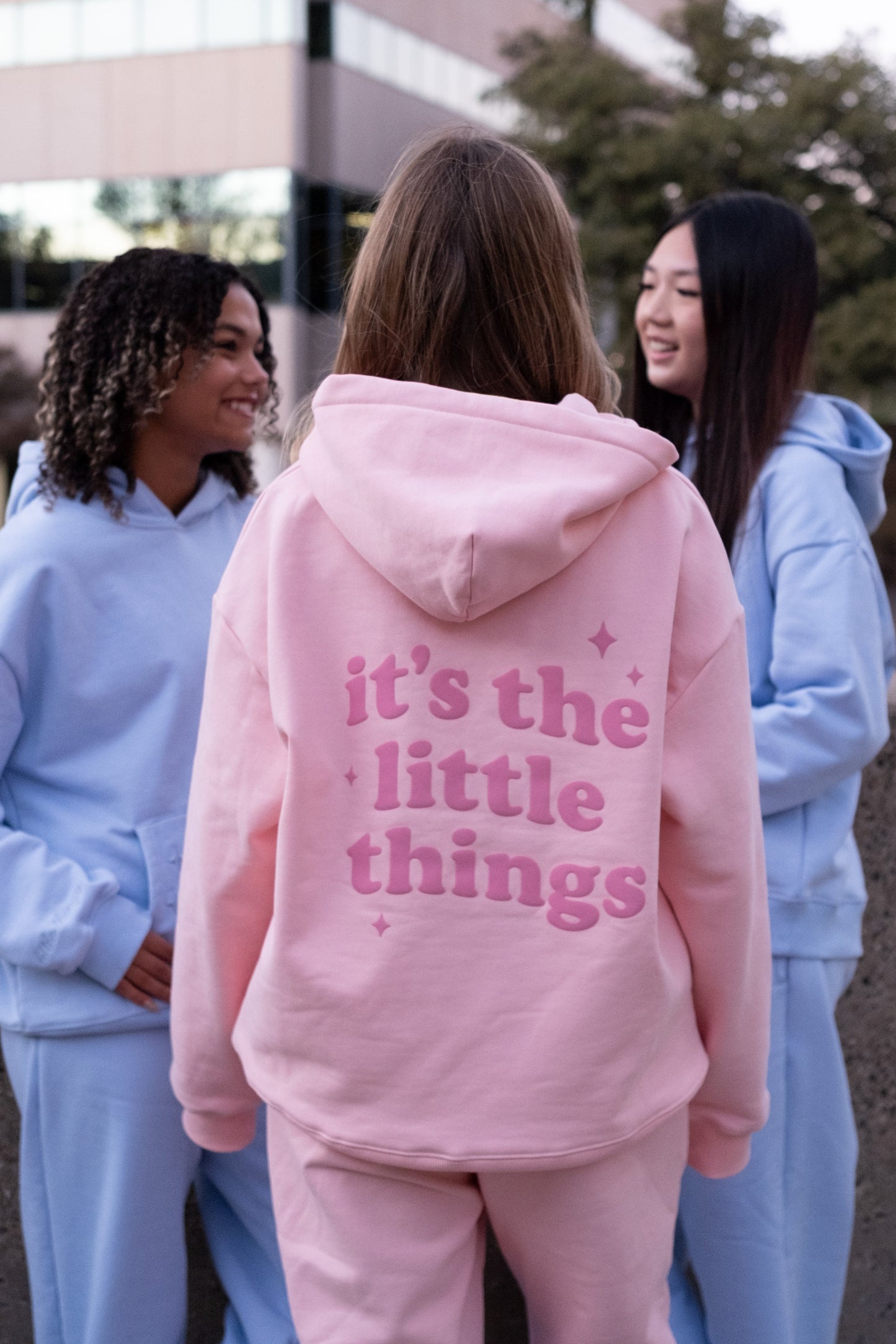 "It's the Little Things" Hoodie in Petal Pink